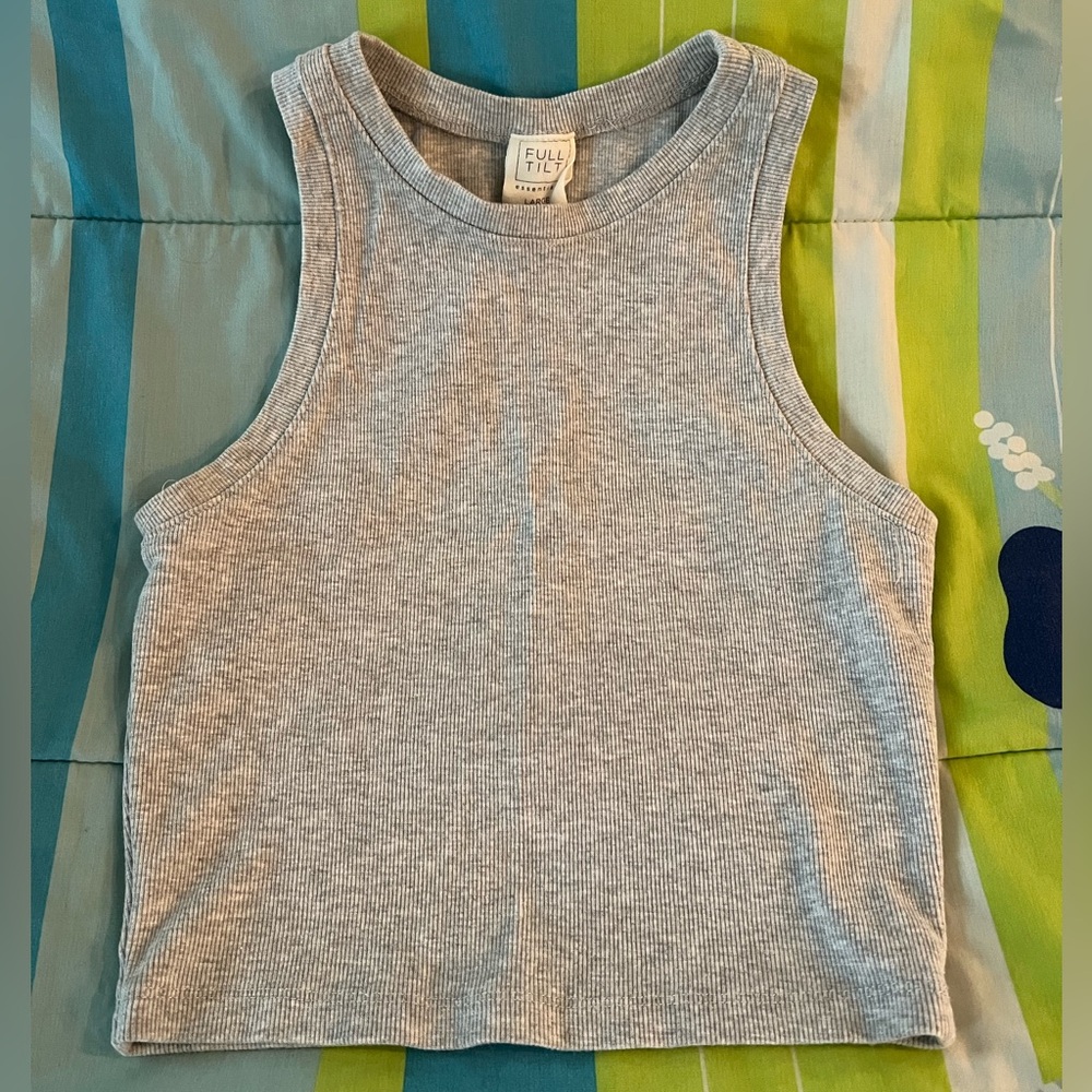 Full Tilt Gray Tank Top Heather Knit Crew Neck